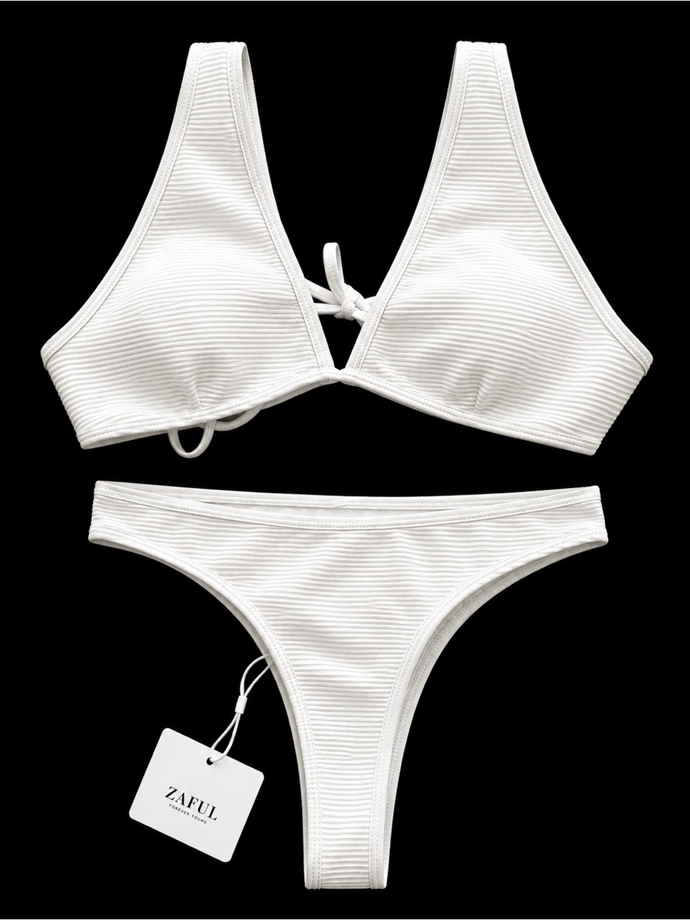 Zaful women’s white ribbed bikini size medium new without tags